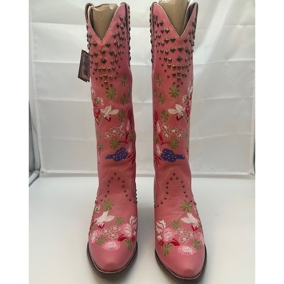 Dingo Women's Poppy Western Boot Floral Embroidered Leather Pink NIB - Size 7.5M - Picture 2 of 16